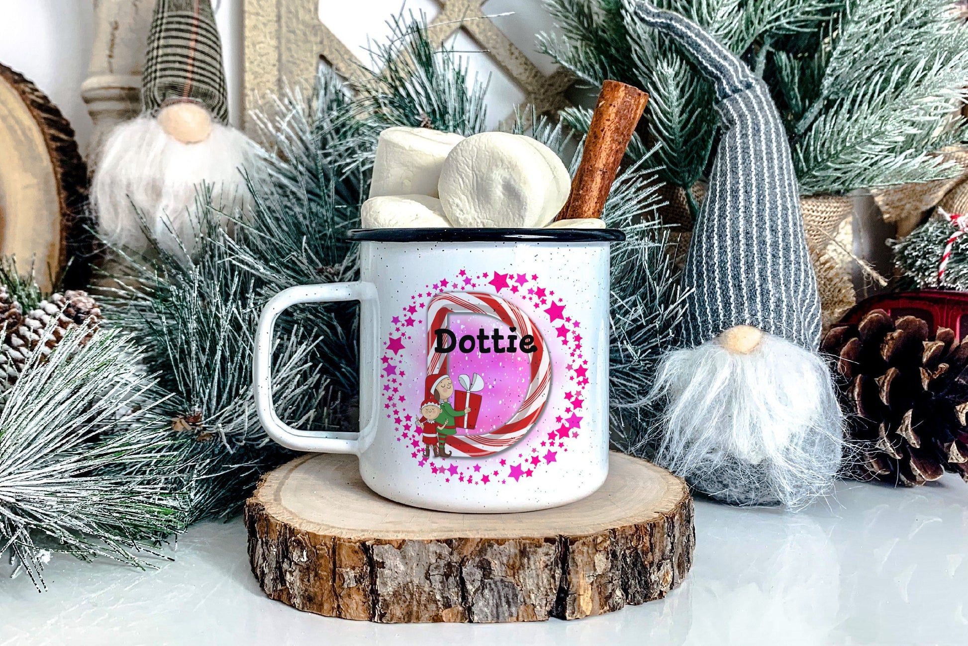 Christmas Initial Enamel Mug - Bluesky's creation