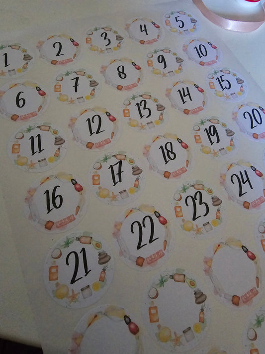 Beauty Pamper Christmas Advent Stickers