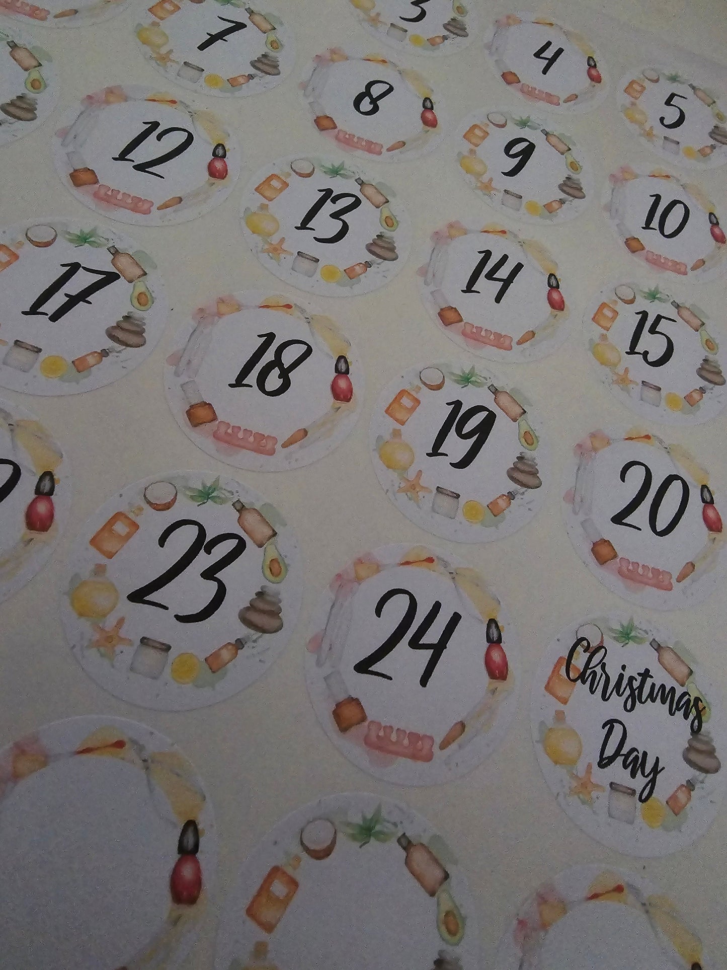 Beauty Pamper Christmas Advent Stickers