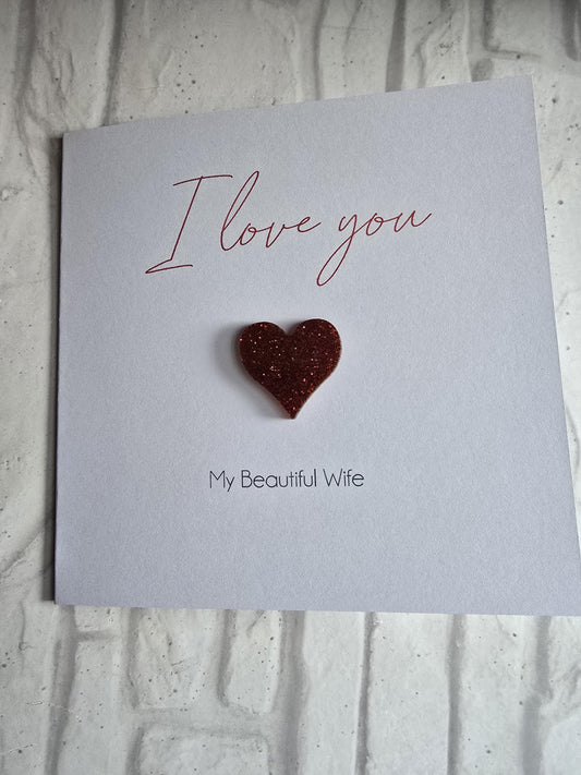 Wife Valentines Card | Girlfriend Card | I love you | Glitter Boyfriend Card | Husband Card