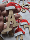 Santa Hat Alphabet Personalised Christmas Decoration | Wood Acrylic Xmas Hanging Tree Decor | Family Initial Bauble