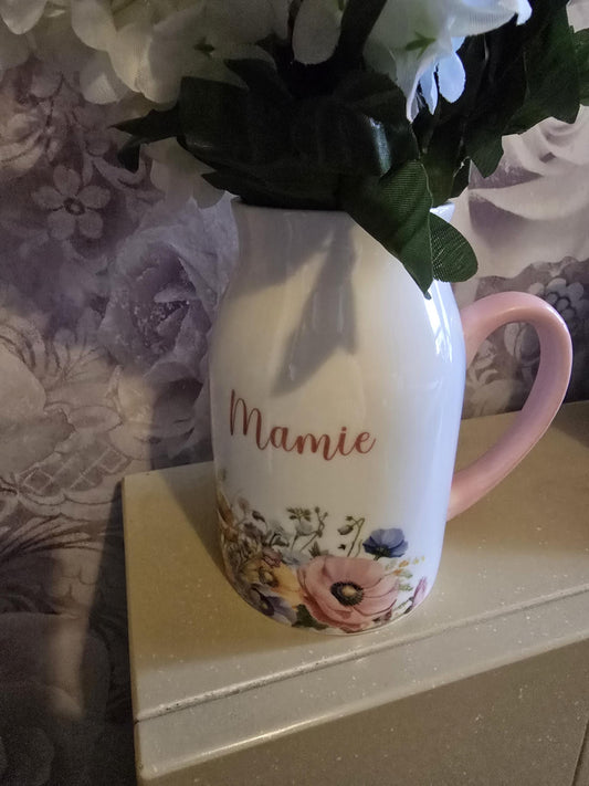 personalised floral milk jug vase