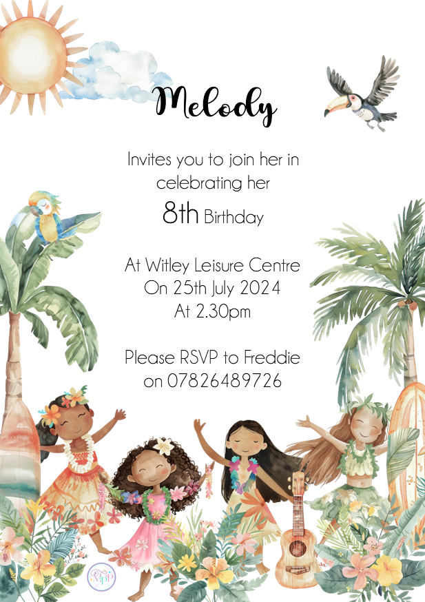 Voyager Princess Birthday Invites - Bluesky's creation