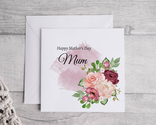 Mother's Day Card Burgundy and pink roses - Bluesky's creation