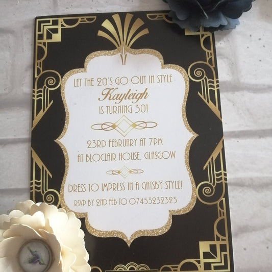 30th Birthday Invitations Art Deco Black & Gold - Bluesky's creation