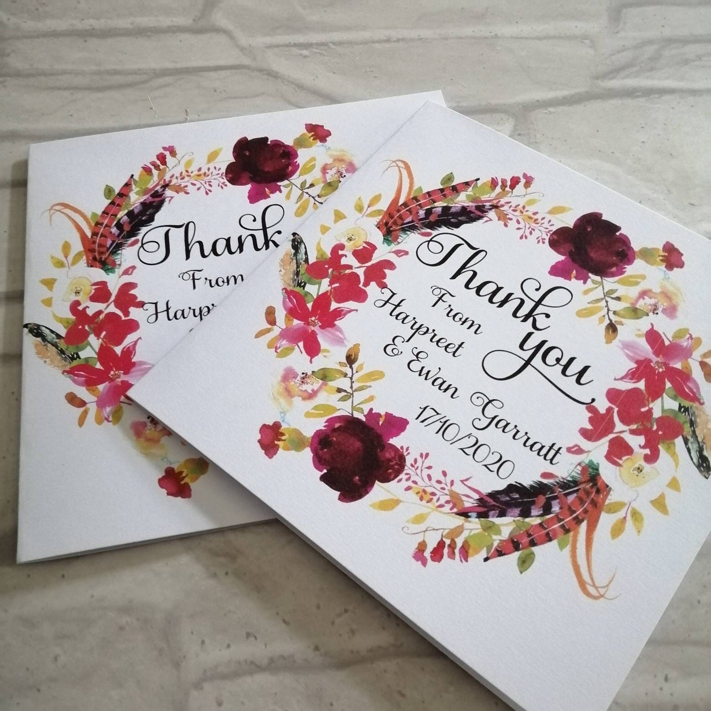 Burgundy Wreath Thank you cards - Bluesky's creation