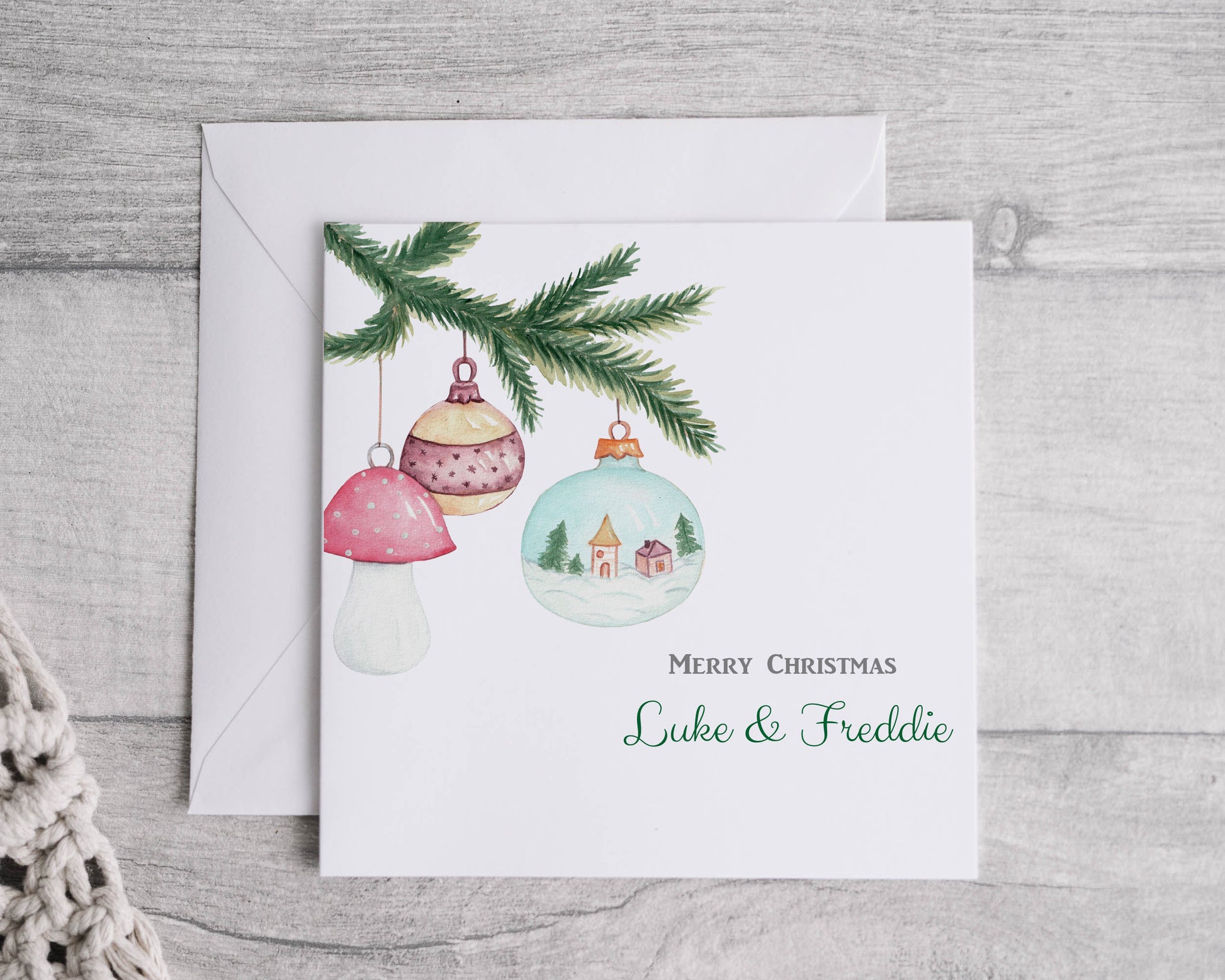 Watercolour Bauble Christmas Card - Bluesky's creation