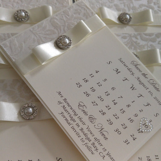 Flocked Pearls save the date- Bluesky's creation