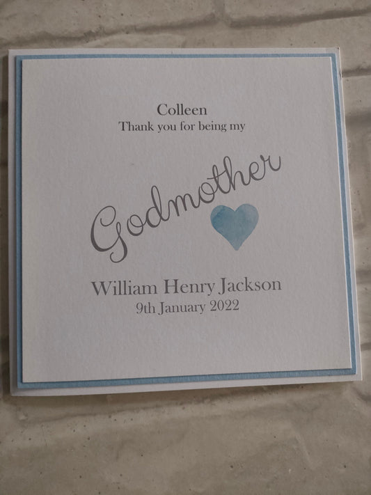 Godmother Godfather Thank you card - Bluesky's creation