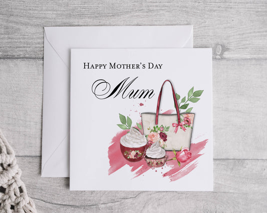 Mother's Day card Handbag, coffee and cake - Bluesky's creation