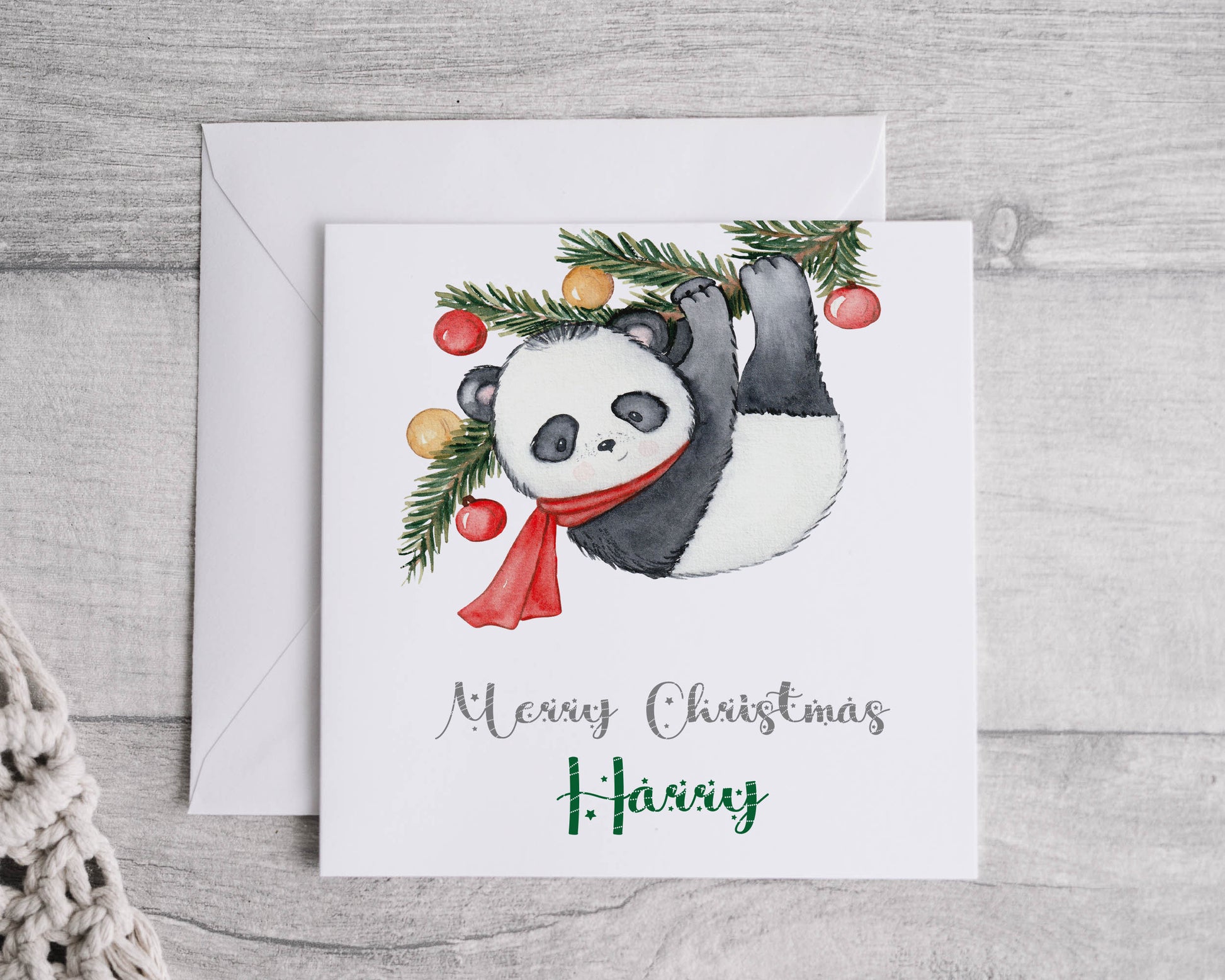 Hanging Panda Christmas Card - Bluesky's creation