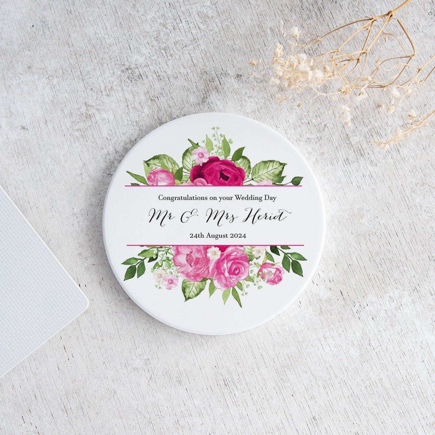 Hot pink Floral Coaster - Bluesky's creation