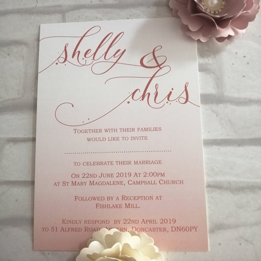 Rose Gold Ombre Wedding Invitation - Bluesky's creation