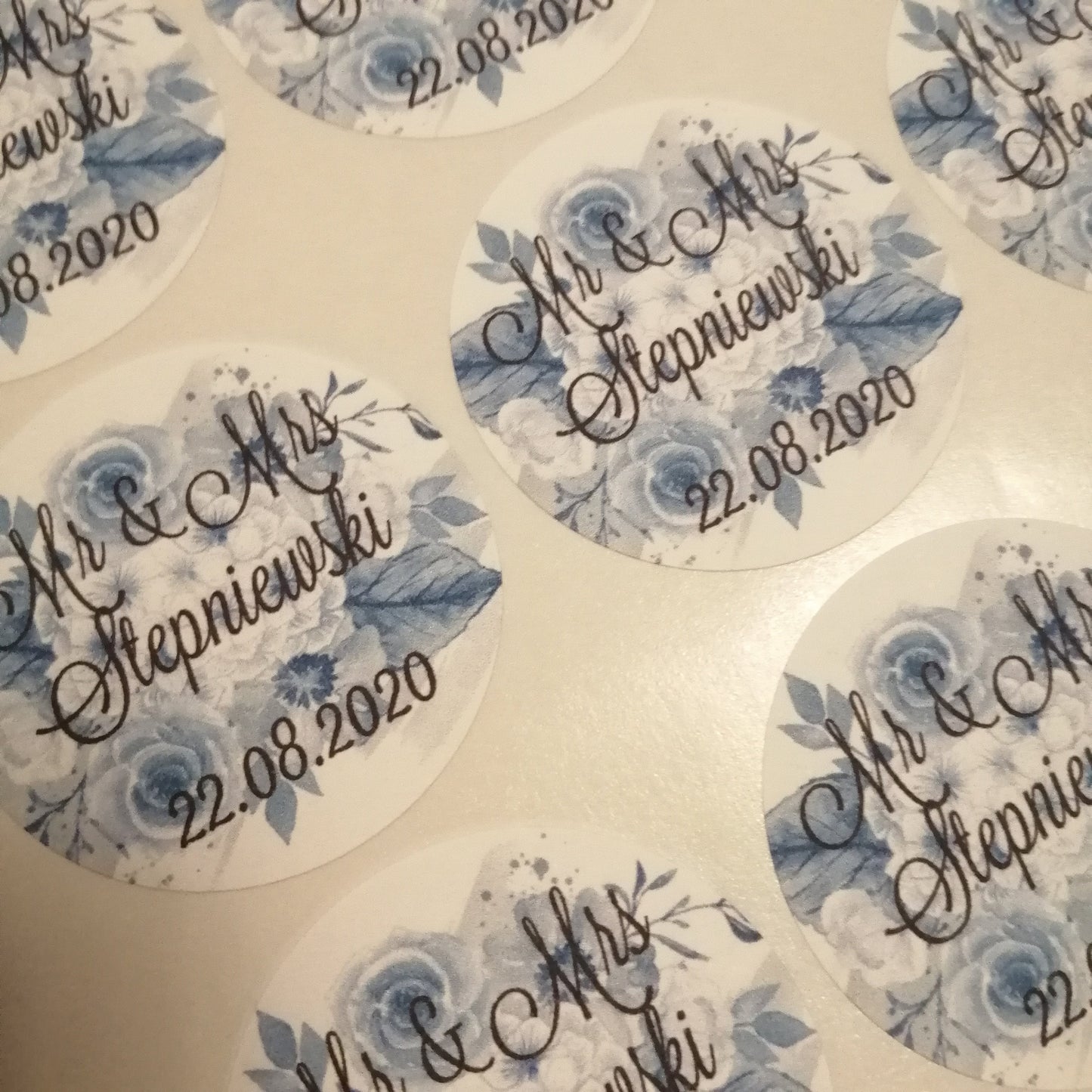 Blue Floral stickers 3.7cm - Bluesky's creation