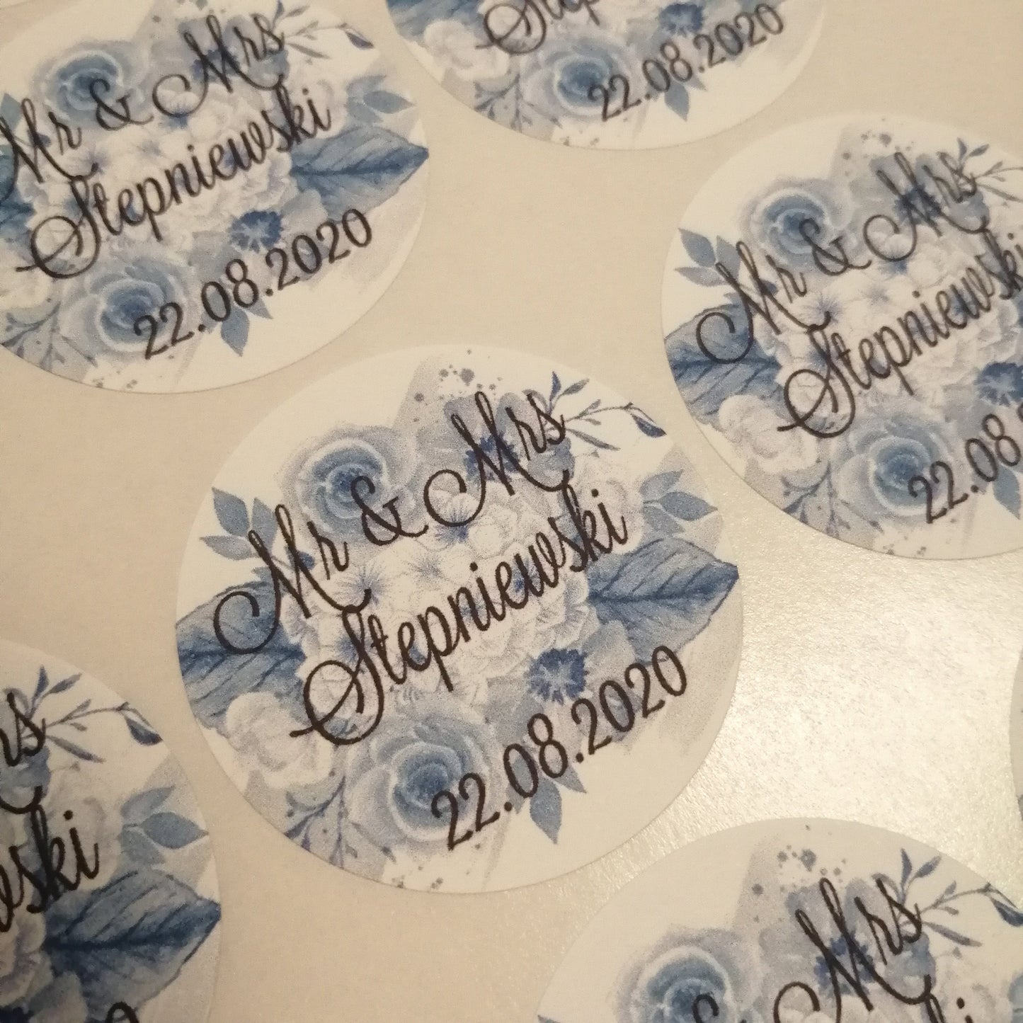 Blue Floral stickers 3.7cm - Bluesky's creation