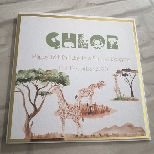 Giraffe 18th Birthday Card - Bluesky's creation