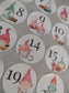 Gnome Gonk Advent 3.7cm stickers