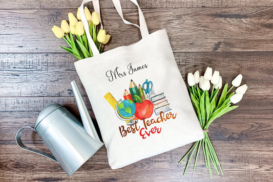 Best Teacher Ever Tote Bag - Bluesky's creation