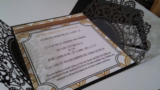 Art Deco Wedding Laser Cut 1920's Invitations - Bluesky's creation