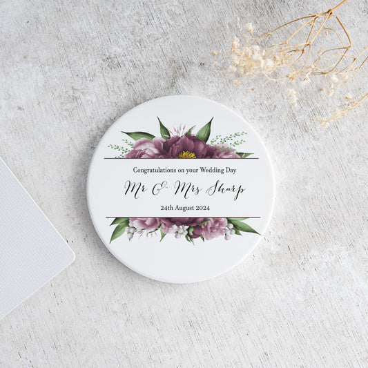 Mauve Floral Coaster - Bluesky's creation