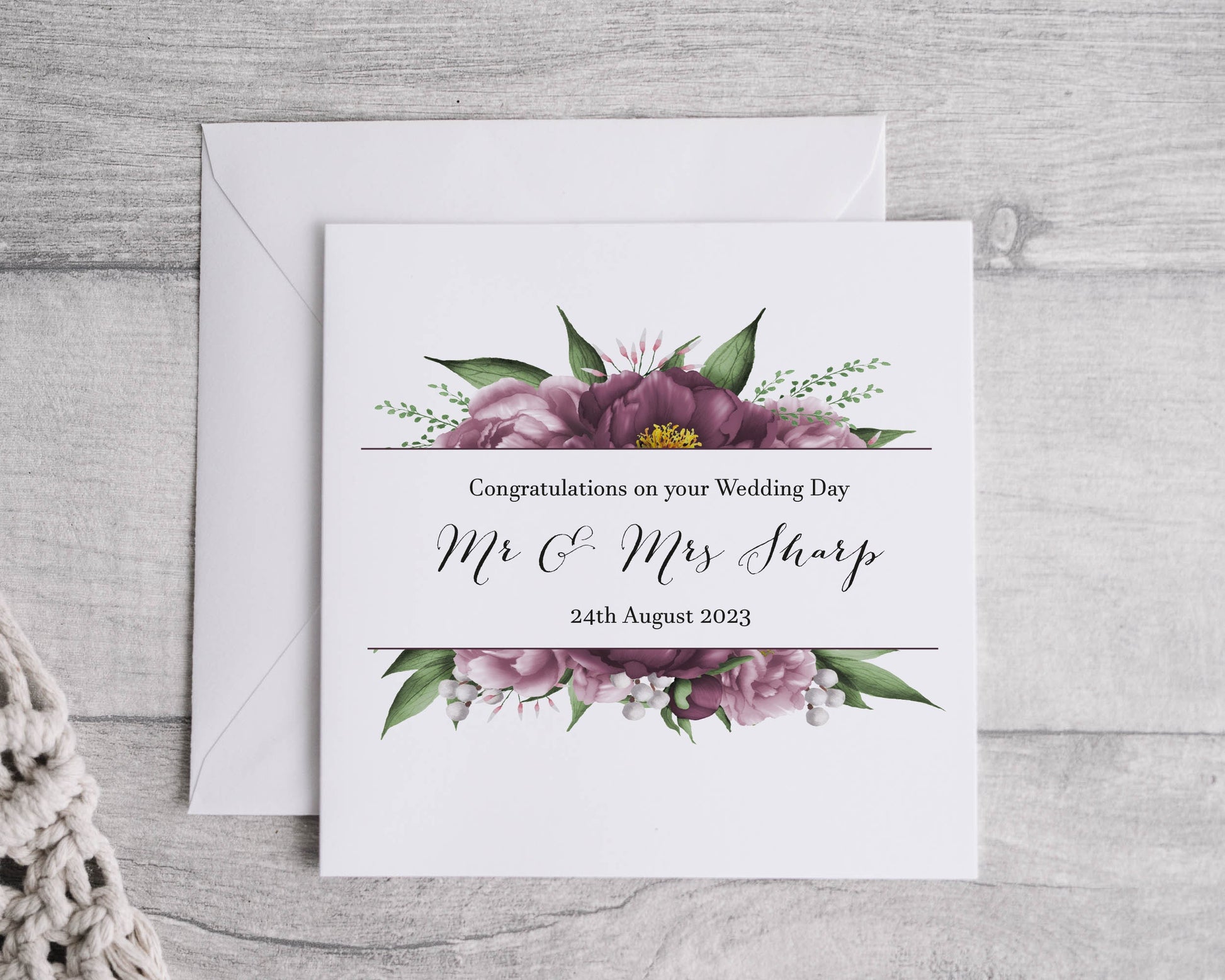 Mauve wedding card - Bluesky's creation