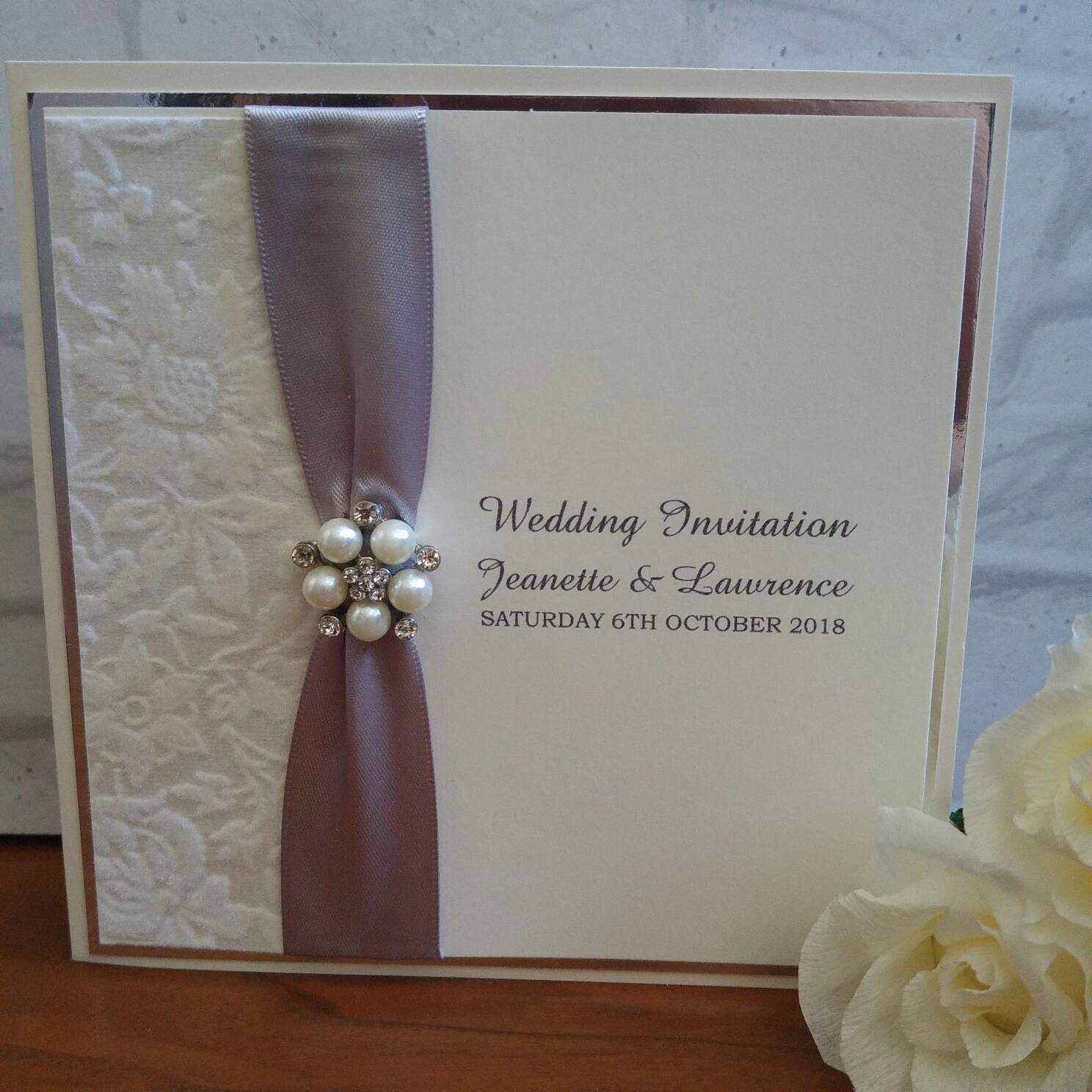 Mirror Damask Pocket fold invitation- Bluesky's creation