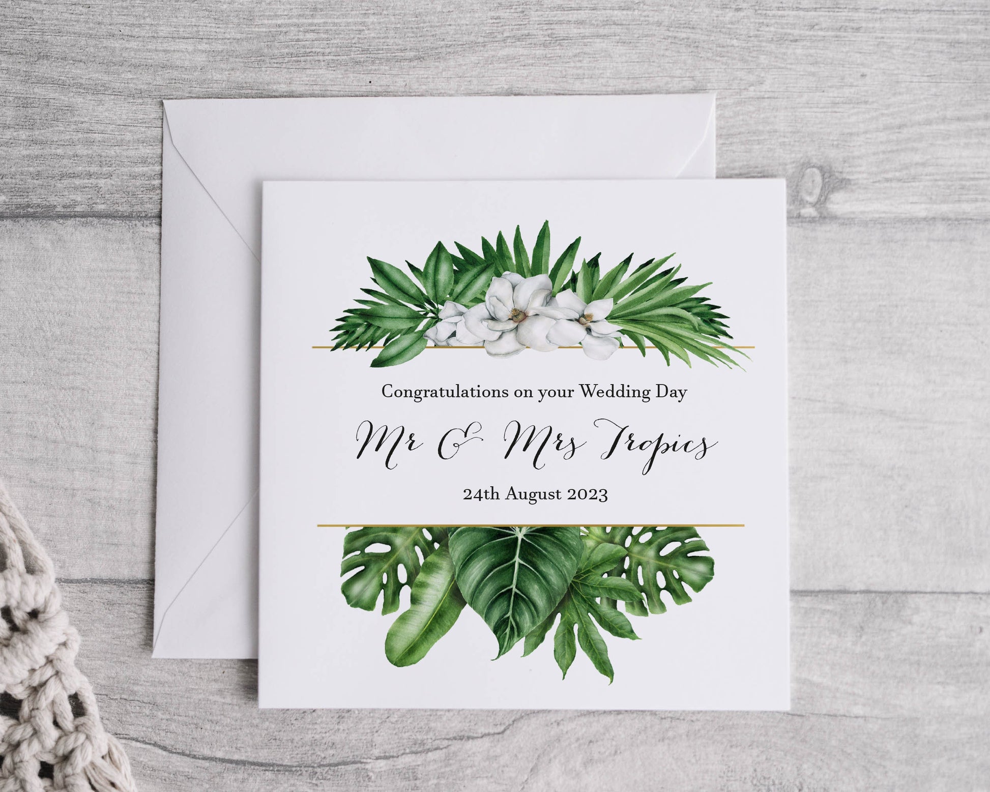 Palm Leaf wedding card- Bluesky's creation