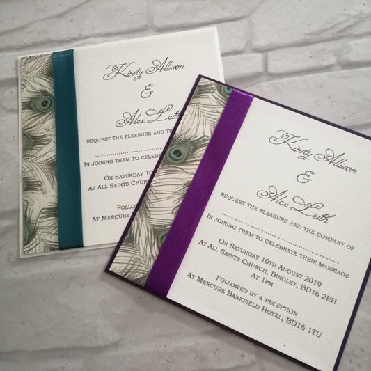 Peacock wedding invitation- Bluesky's creation