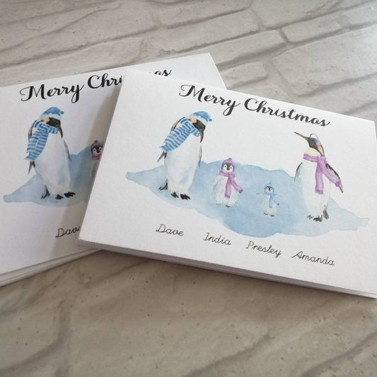 penguin family christmas card pack - blueskys creation