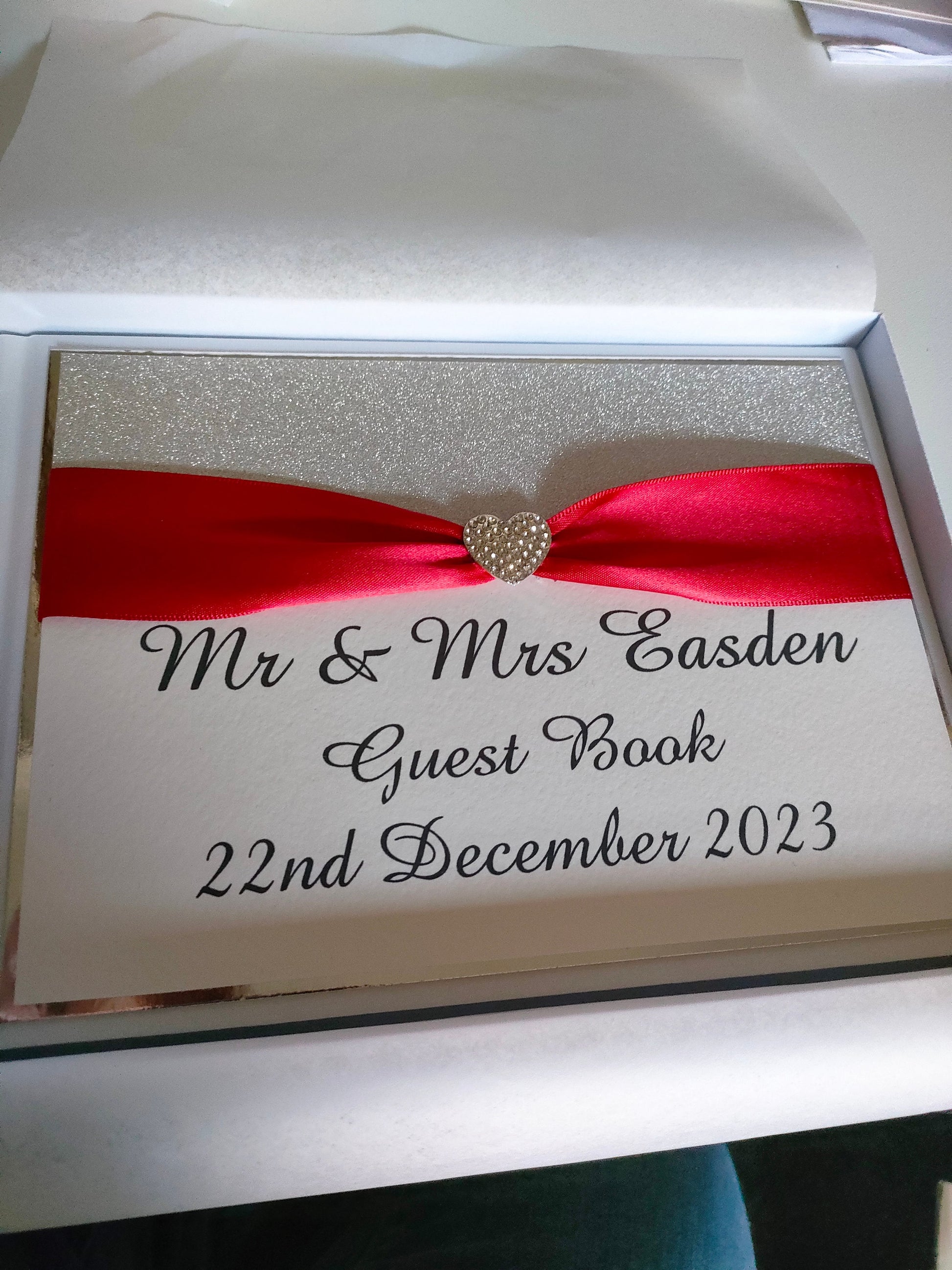 Red & Silver Wedding Guest Book - Bluesky's creation