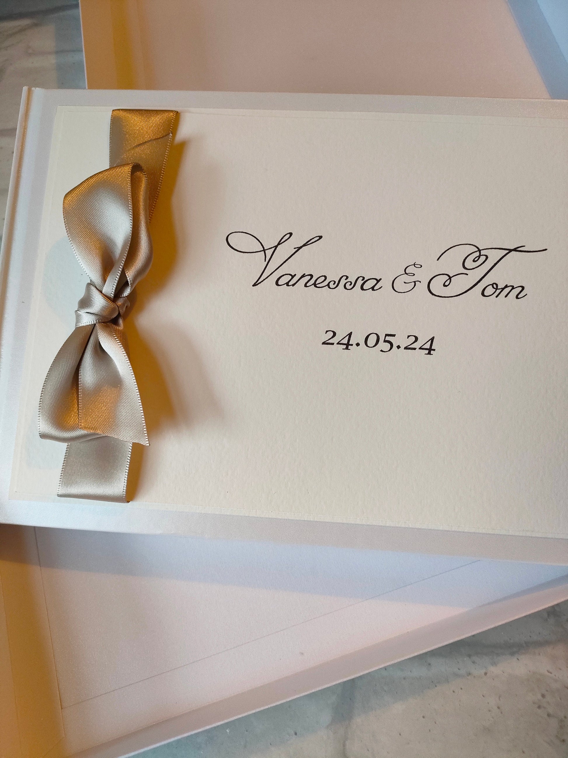 Ribbon Bow weddin guest book- Bluesky's creation