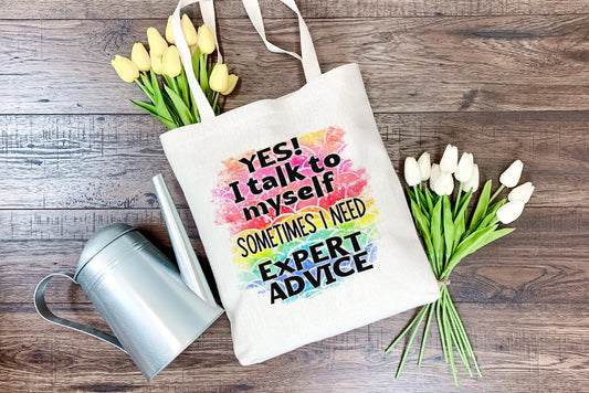 Talking to myself tote bag - Bluesky's creation