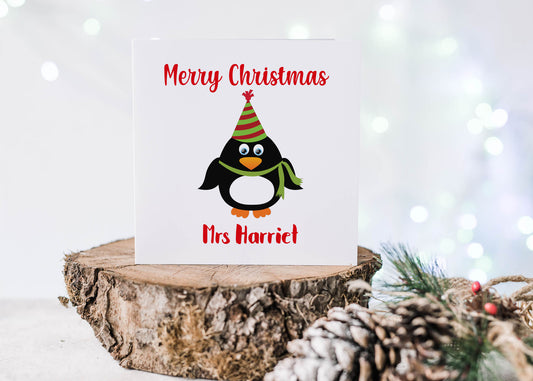 Penguin Teacher Christmas Card