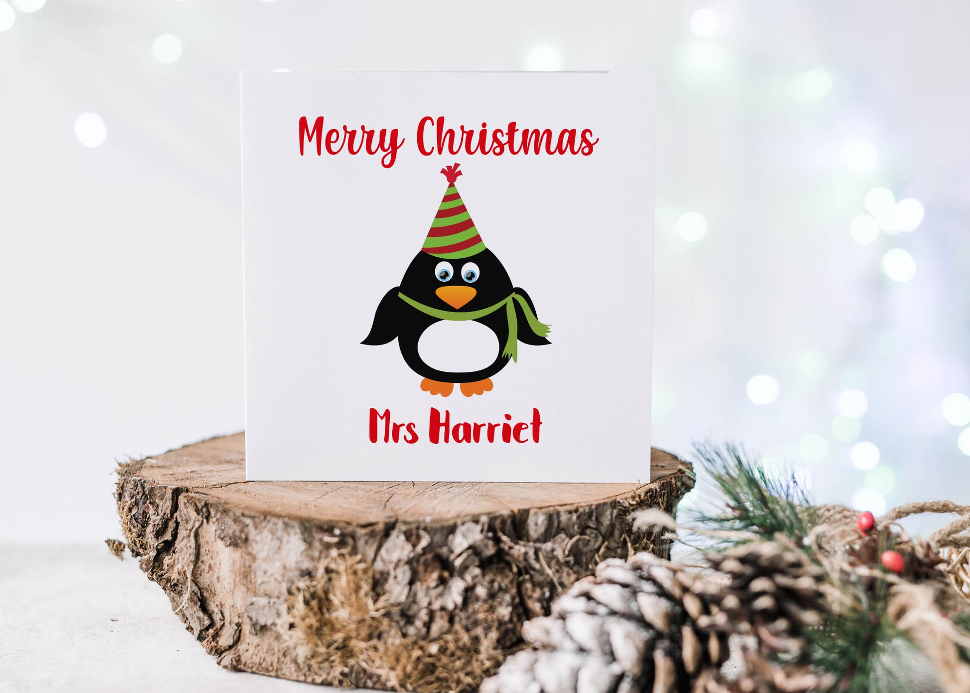 teacher penguin christmas card