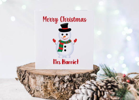 Snowman Teacher Christmas Card