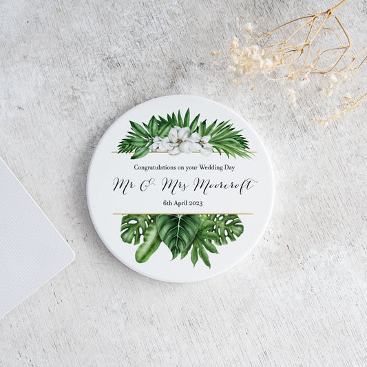 Tropical Palm Leaf Floral Coaster - Bluesky's creation